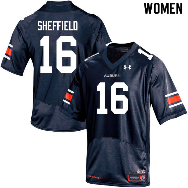 Women #16 Jashawn Sheffield Auburn Tigers College Football Jerseys Sale-Navy